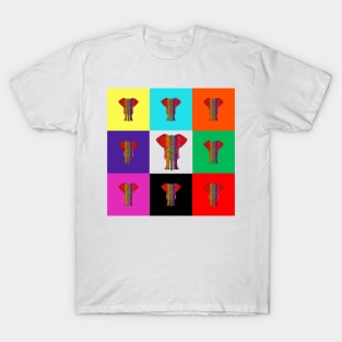 Rainbow Elephant Color Quilt T-Shirt